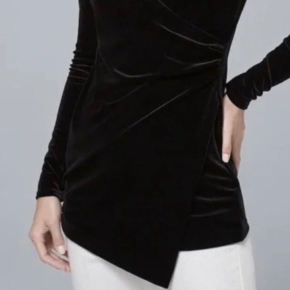 White House Black Market Velvet Faux Wrap long Sleeves top. - Picture 3 of 10